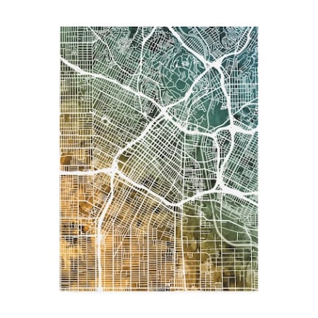 Michael Tompsett 'Los Angeles City Street Map Teal Orange' Canvas Art,14x19